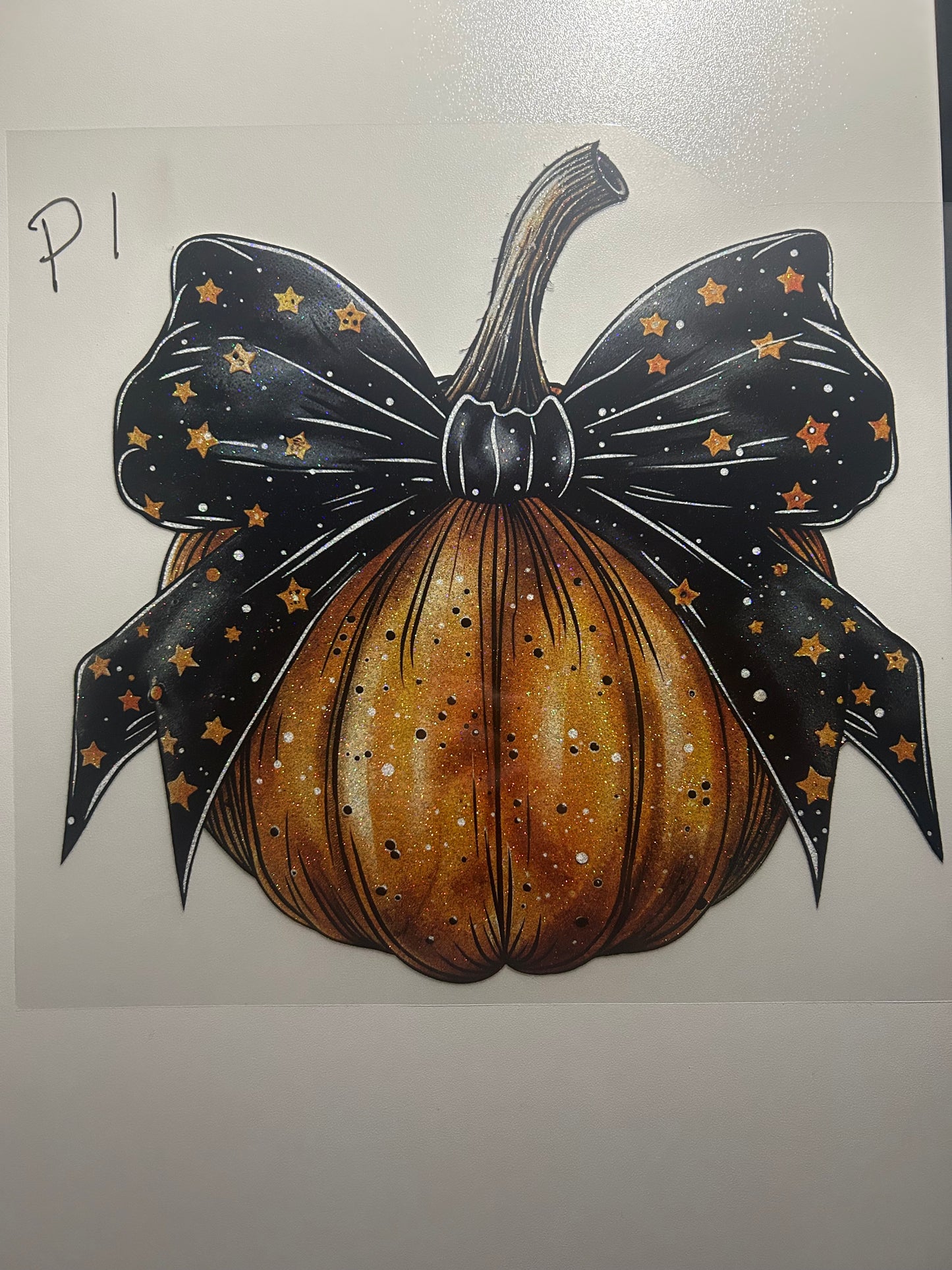 Pumpkin with Black bow - Real Glitter -Crewneck Sweatshirt or Hoodie