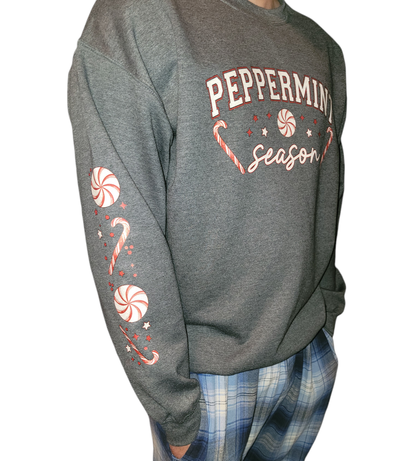 Peppermint Season with print on sleeves- Real Glitter- New Arrival - Christmas Collection