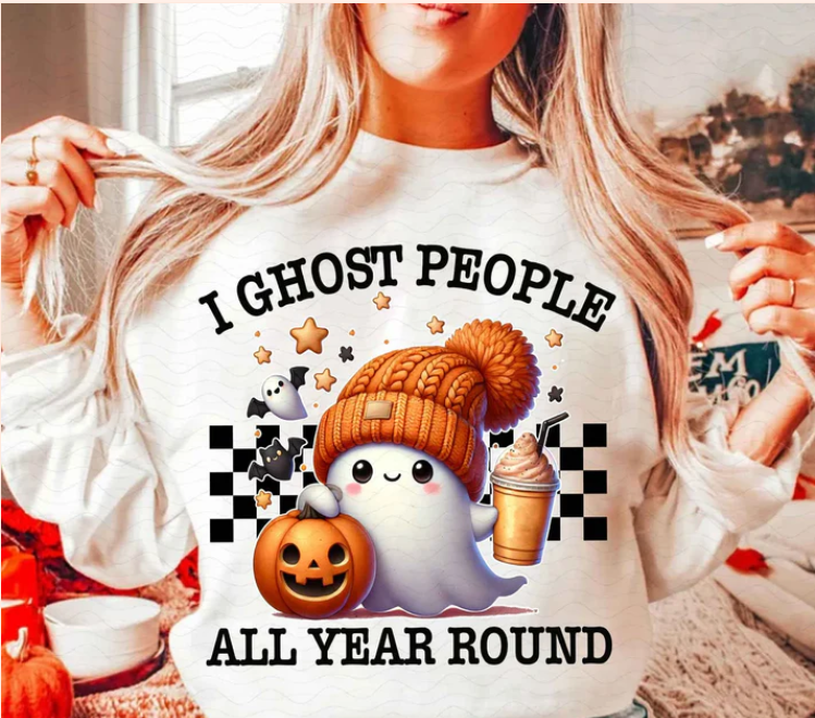 I Ghost People All Year Round - Real Glitter - Fall - Halloween - T- Shirt - New arrival