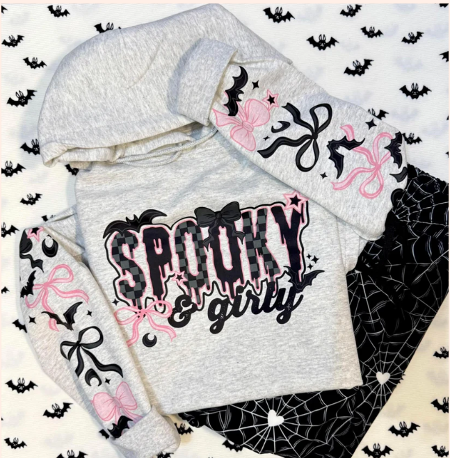 Spooky And Girly with Sleeves- Real Glitter - Halloween - Fall - New Arrival