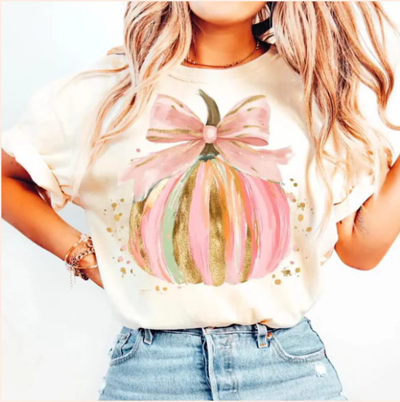 WaterColor Pumpkin - Real Glitter - Fall - New Arrival - Crewneck Sweatshirt - Hoodie