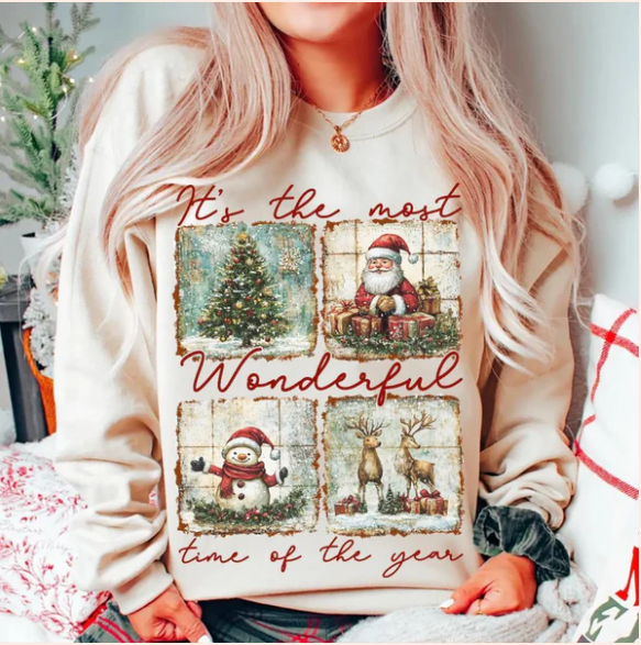 Most Wonderful Time of the Year - Real Glitter - Christmas - Winter - Crewneck Sweatshirt - Hoodie