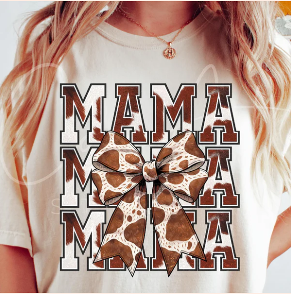 Cow Mama with bow - Real Glitter- New Arrival