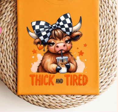 Thick and Tired Highland Cow - Real Glitter - New arrival