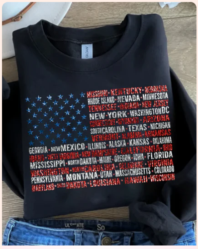 American Flag with States- real glitter- New arrival