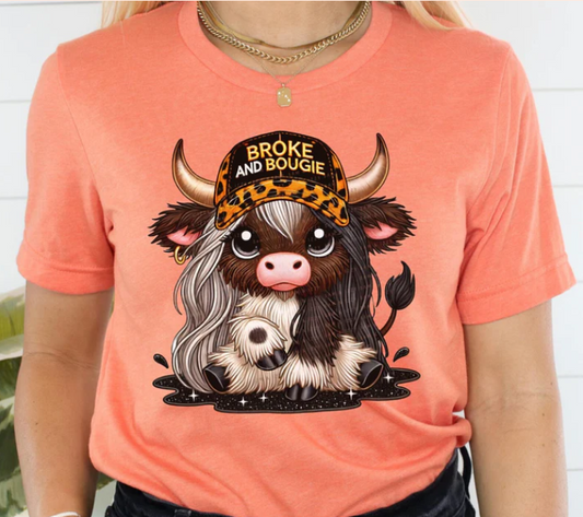 Broke and Boujie Highland Cow - Real Glitter - New arrival