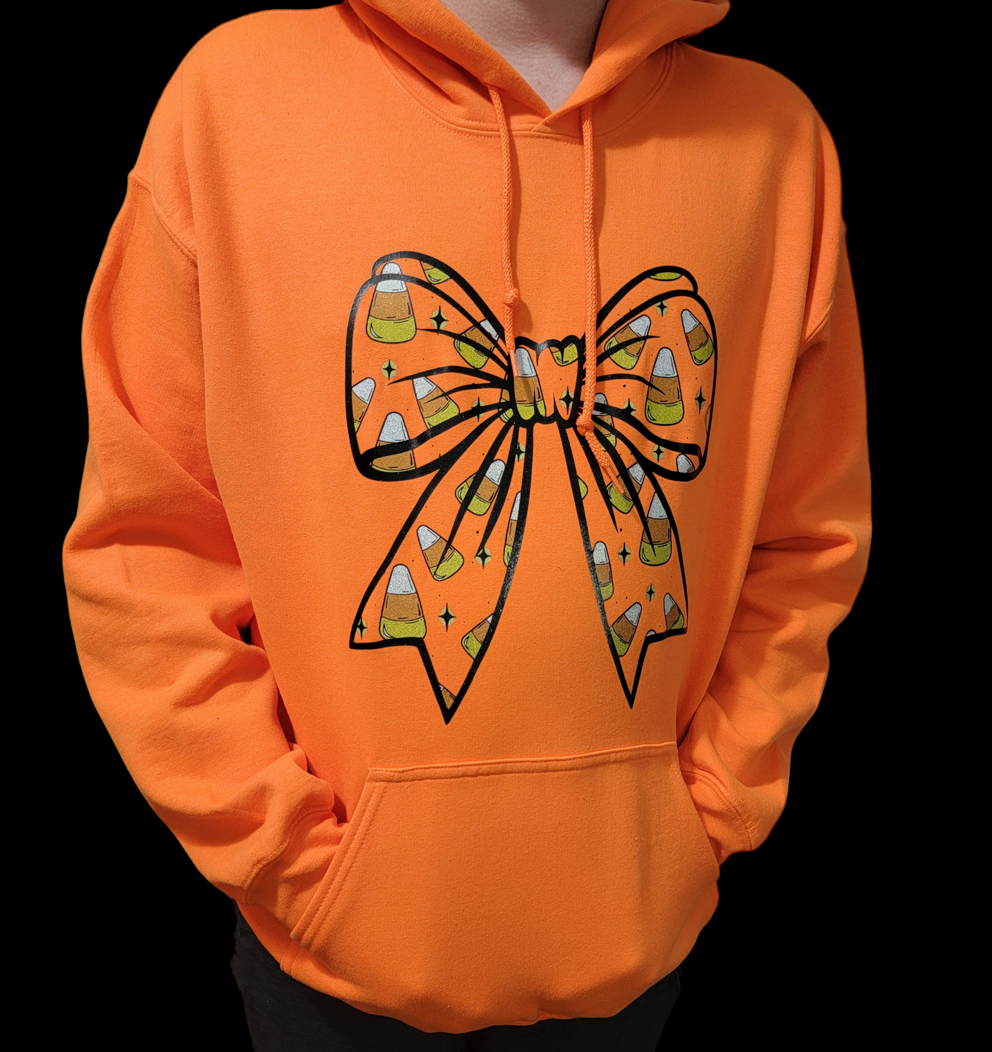 Z Candy Corn Bow Hoodie Halloween