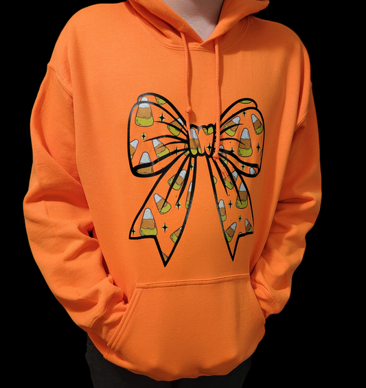 Z Candy Corn Bow Hoodie Halloween