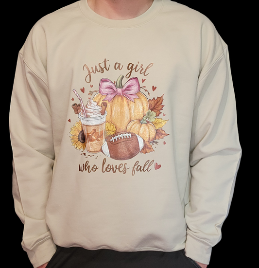 Just a girl who love fall crewneck (real glitter) Fall