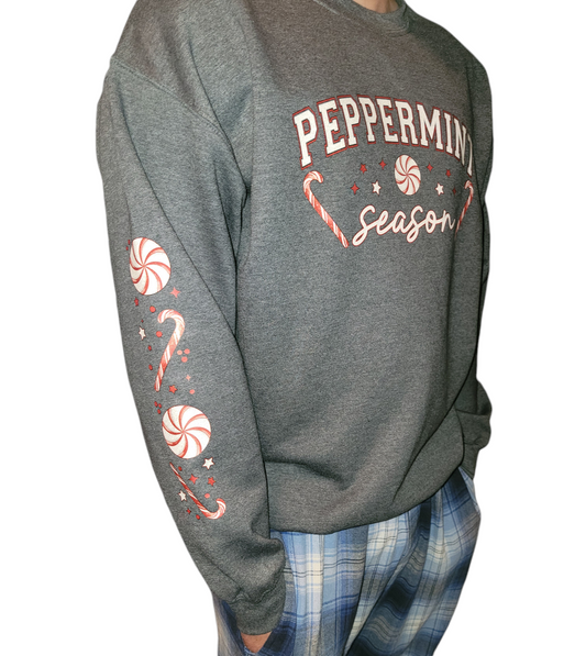 Peppermint Season with print on sleeves- Real Glitter - Christmas Collection