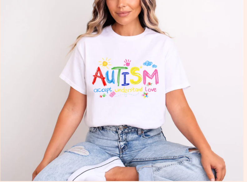 Autism Accept Understand Love - Real Glitter -T-Shirt