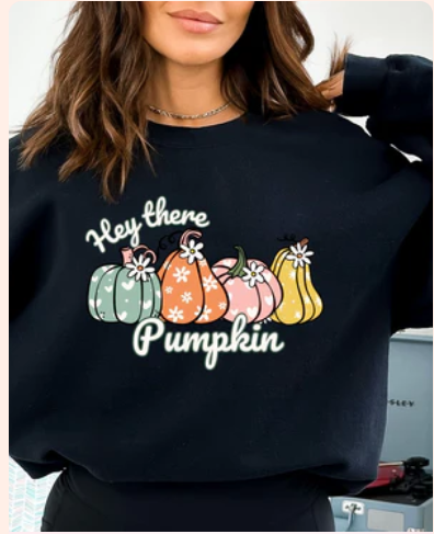 Hey there Pumpkin - Real Glitter - Fall -Crewneck Sweatshirt Hoodie T-Shirt