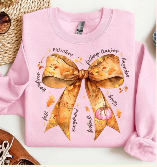 Fall Bow - Real Glitter - Fall - Crewneck Sweatshirt - Hoodie
