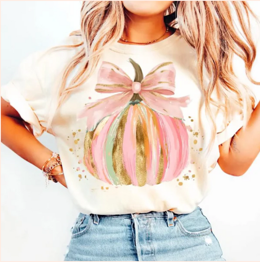WaterColor Pumpkin - Real Glitter - Fall - New Arrival - Crewneck Sweatshirt - Hoodie