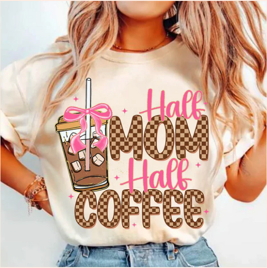 *Half mom Half Coffee - Real Glitter - T-Shirt
