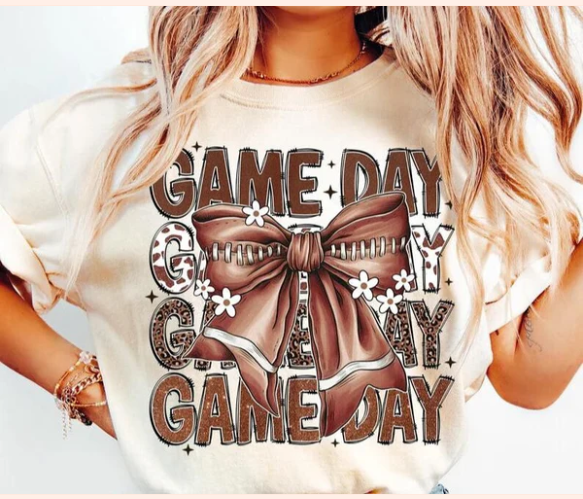 Glitter Football Bow Game Day - Real Glitter - Crewneck Sweatshirt - Hoodie