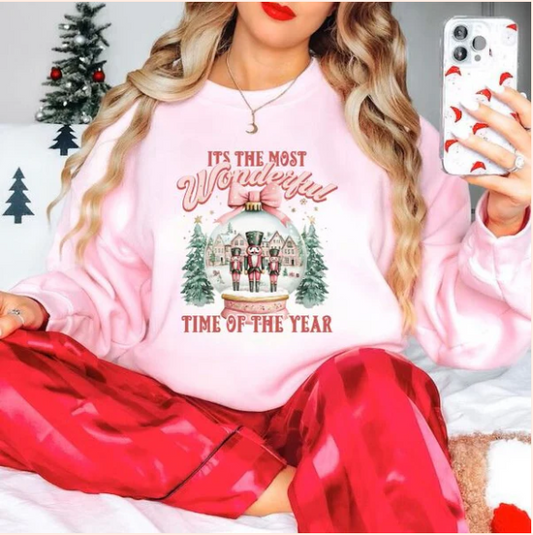 It's The Most Wonderful Time Of The Year Crewneck Sweatshirt or Hoodie - Real Glitter - Christmas