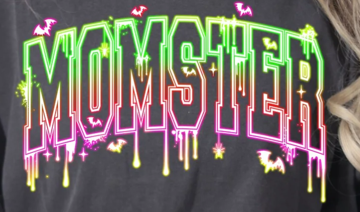 MOMSTER in Neon - Real Glitter- T-Shirt - Crewneck Sweatshirt - Hoodie - Halloween - New Arrival