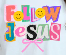 Follow Jesus Smiley Sweatshirt – Real Glitter Colorful Faith-Based Apparel | Christian Boutique Crewneck | Inspirational Religious Clothing | New Arrival