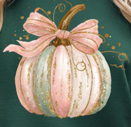 Pastel Pumpkin Bow | Real Glitter | T-Shirt | Sweatshirt | Hoodie | Elegant Fall Boutique Apparel | New Arrival | Best Seller