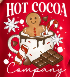 Hot Cocoa Company Sweatshirt with Sleeves – Gingerbread & Candy Cane Christmas with Sleeves | Crewneck | Cozy Holiday Boutique Apparel | Winter Graphic Wholesale | New Arrival