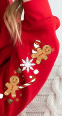 Hot Cocoa Company Sweatshirt with Sleeves – Gingerbread & Candy Cane Christmas with Sleeves | Crewneck | Cozy Holiday Boutique Apparel | Winter Graphic Wholesale | New Arrival