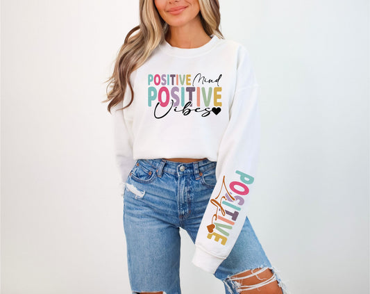 Positive Mind Positive Vibes Positive Life - Real Glitter with sleeve - New arrival