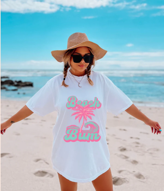 Beach Bum with Palm Tree - Real Glitter - New arrival - Summer